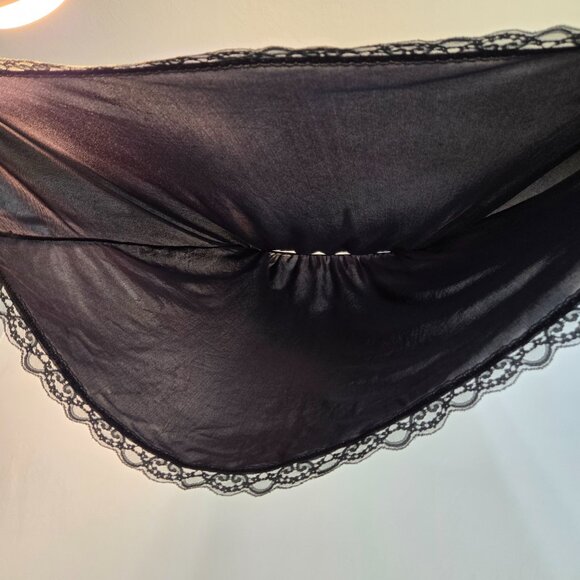 USA Vintage DEENA Fairy Girly BOHO Semi-Sheer Black Silky Half Slip Skirt Size L - Picture 7 of 16